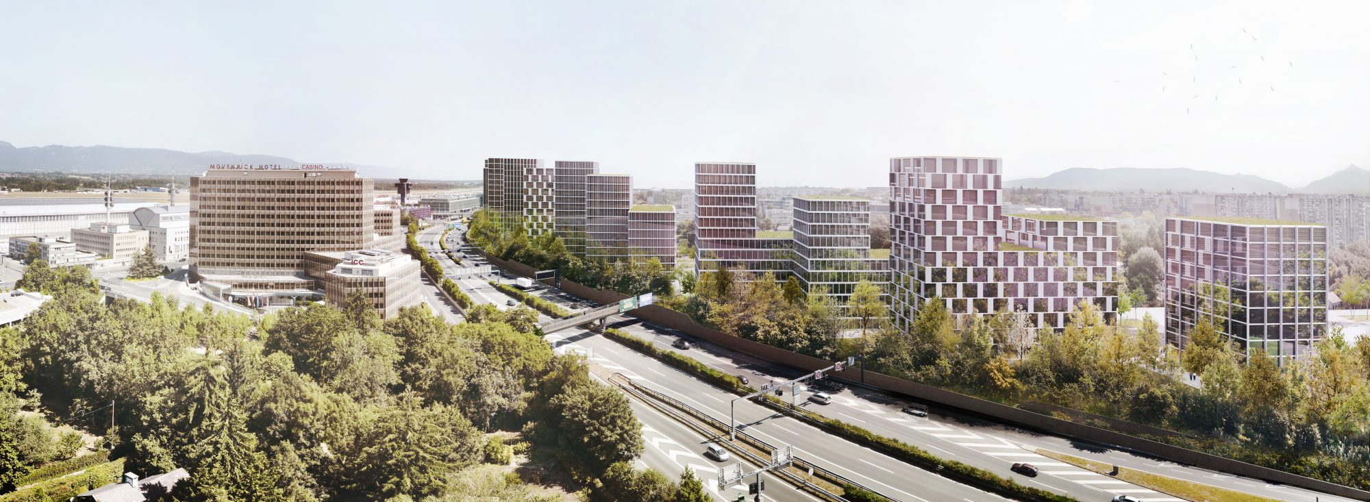 VEA Architectural visualisation of the proposed Vitrine économique de l’aéroport in Geneva, commissioned by Urban Project and designed by Group8. Nicolas Delforge served as Steiner’s development project manager during its initial phase.
